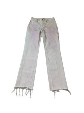 Paige Womens White Distressed "Amber" Jeans Sz 27 Splatter pink pattern (V986)